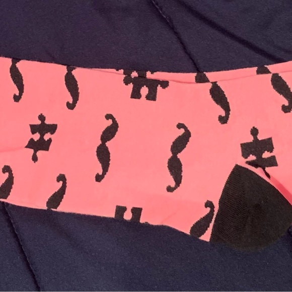 A brand new with tags pair of pink socks with mustache - Picture 2 of 7